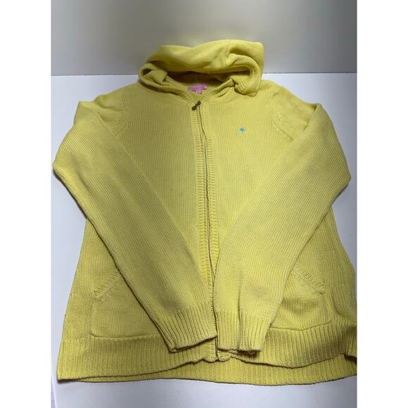 Lily Pulitzer Soft Yellow Women’s Sz L Knit Cardigan Sweater Preppy Full Zip - Picture 4 of 10